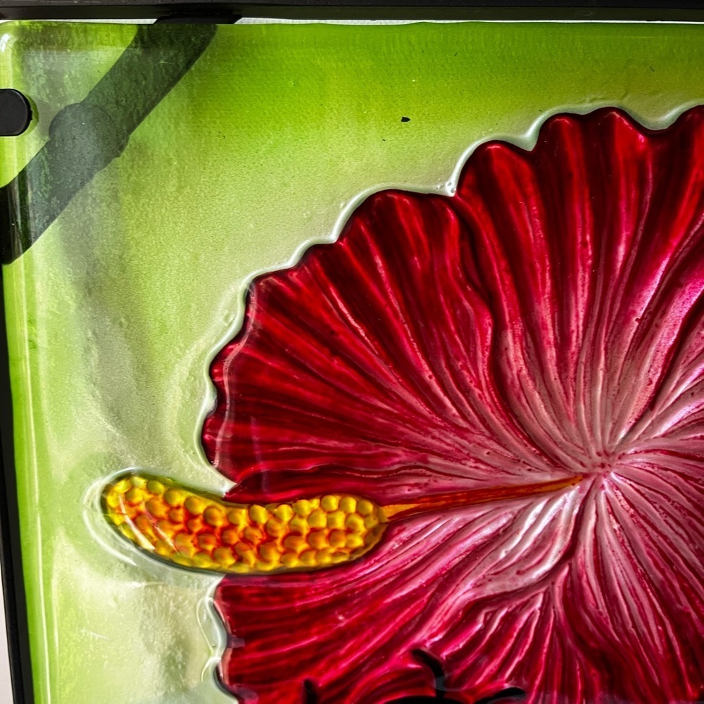 Vibrant Floral Glass Art with Ladybug suncatcher - Picture 6 of 10